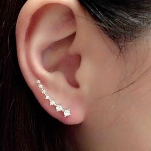 Silver Crystal Minimalist Ear Climber Earring Set Jewelry